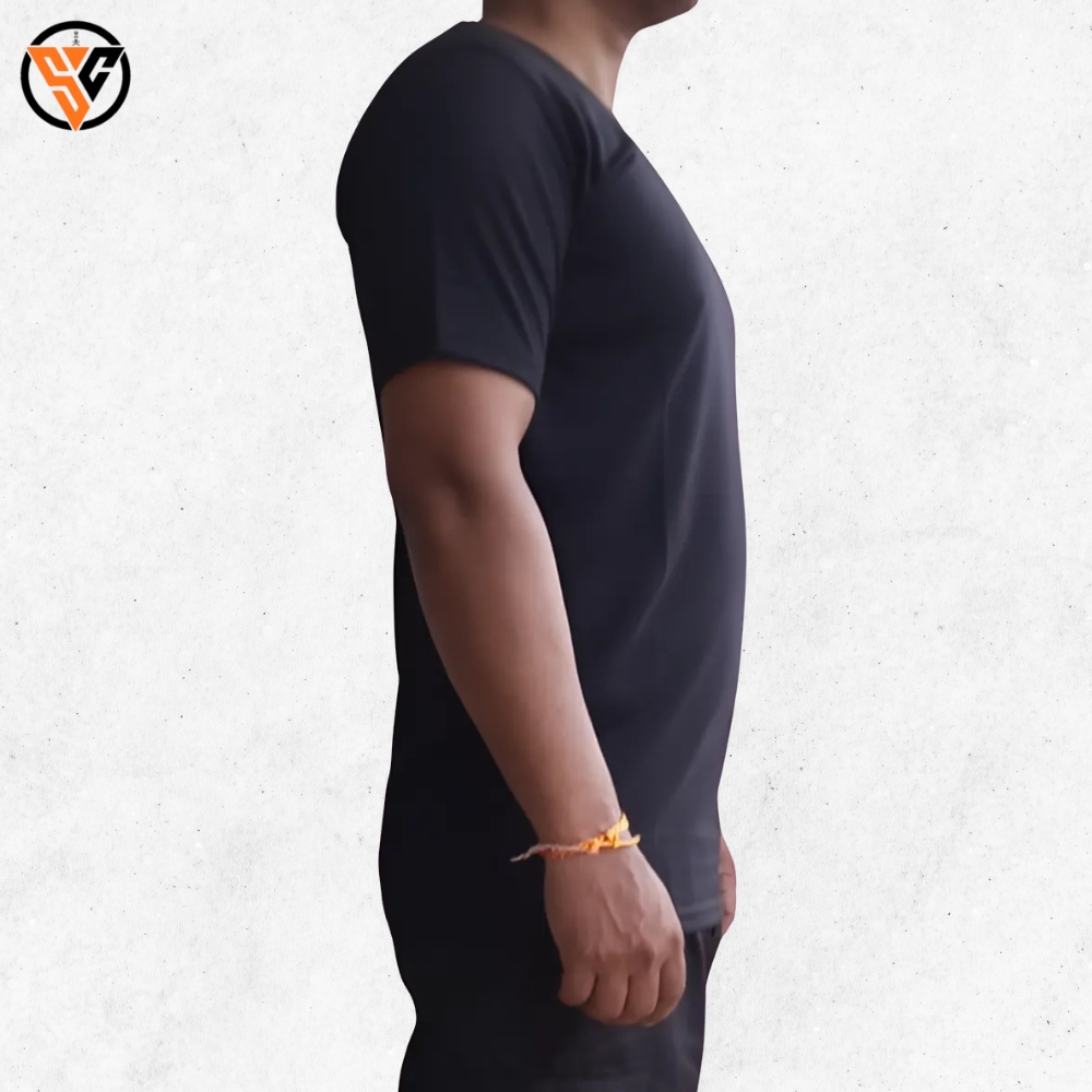 Black Cotton Half Sleeve T-Shirt – Commando Print, Casual Fit - Image 3