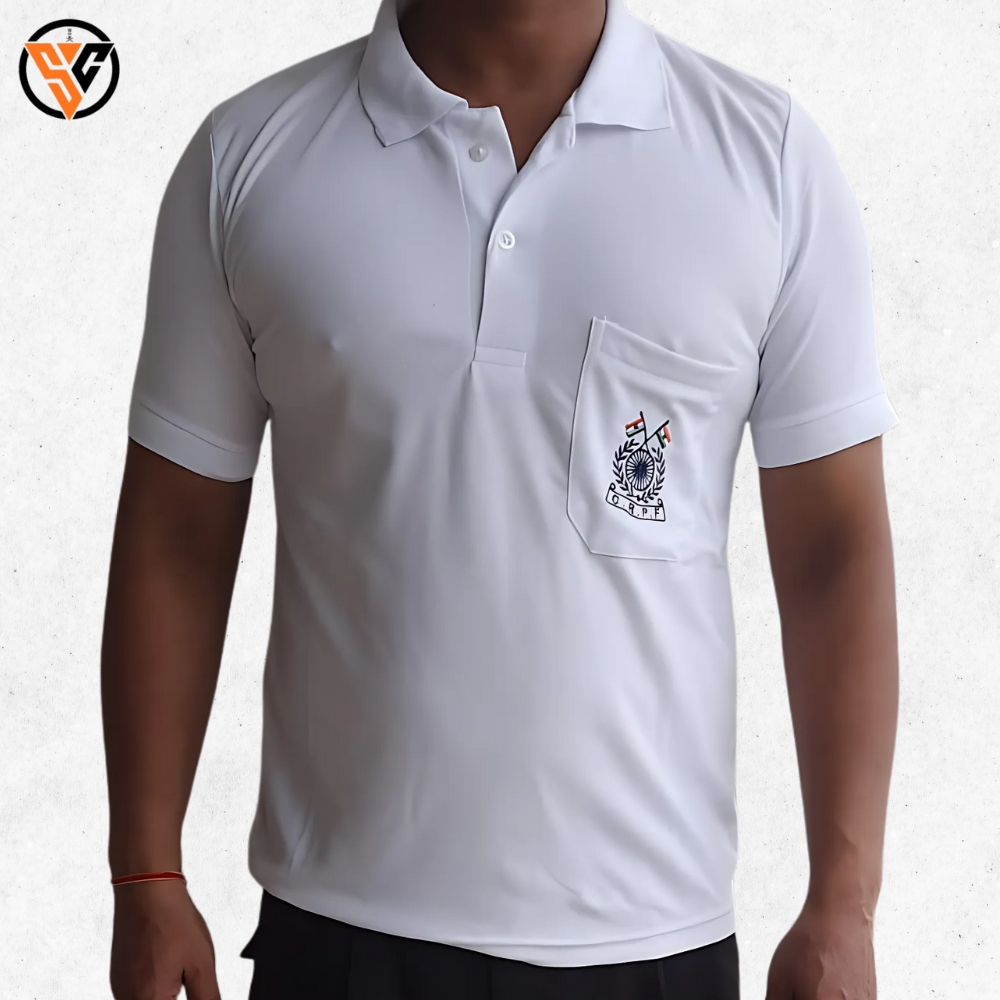 White Cotton T-Shirt – CRPF Monogram, Classic Fit